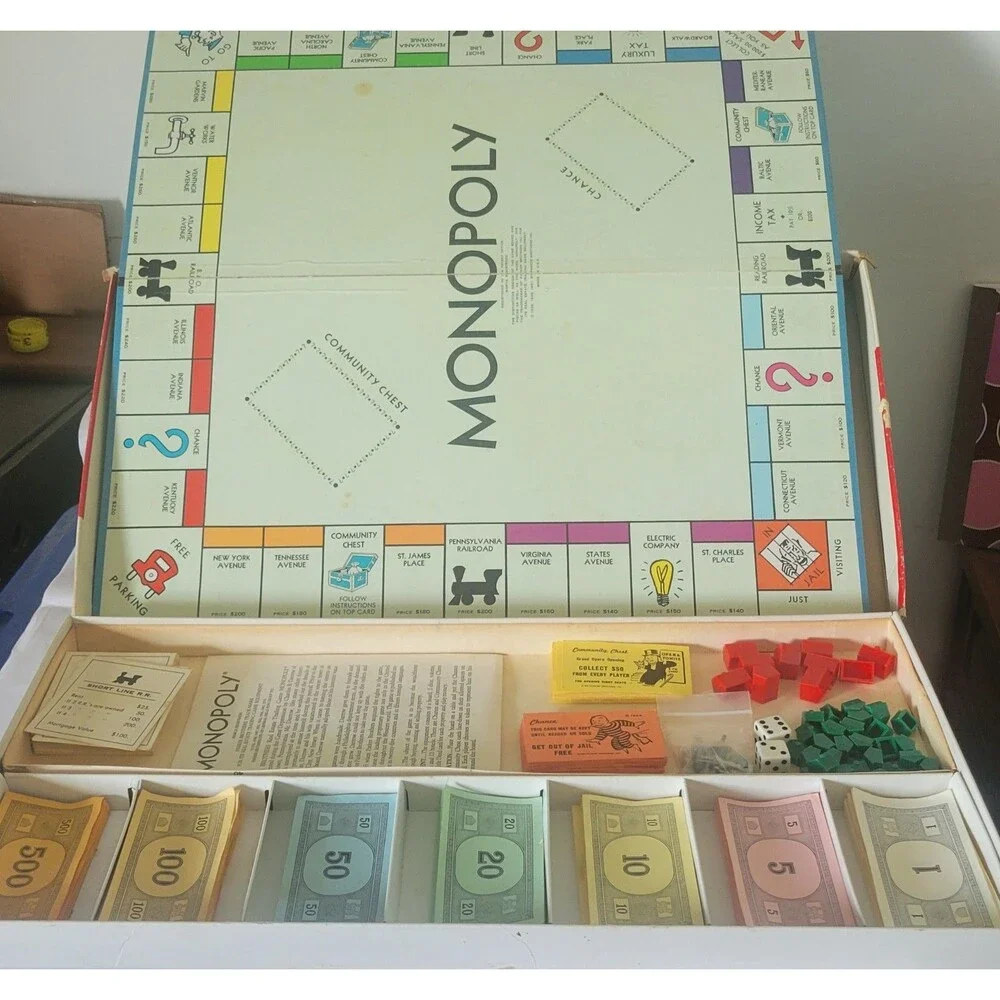 Vintage 1970 Parker Brothers MONOPOLY Board Game No. 9 Complete Set